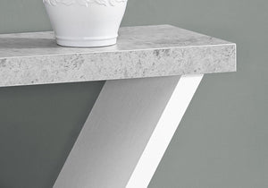 36" Gray and White Abstract Console Table With Shelves