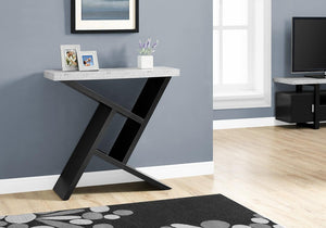36" Gray and Black Abstract Console Table With Shelves