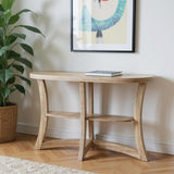 47" Taupe Half Moon Three Leg Console Table With Shelves