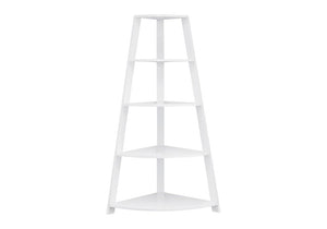 White Wood Four Tier Corner Bookcase