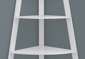 White Wood Four Tier Corner Bookcase