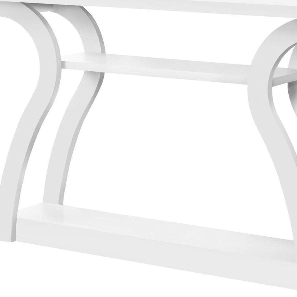 47" White Floor Shelf Console Table With Shelves