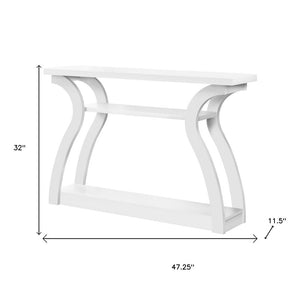 47" White Floor Shelf Console Table With Shelves