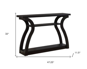 47" Espresso Floor Shelf Console Table With Storage