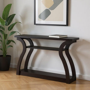 47" Espresso Floor Shelf Console Table With Storage