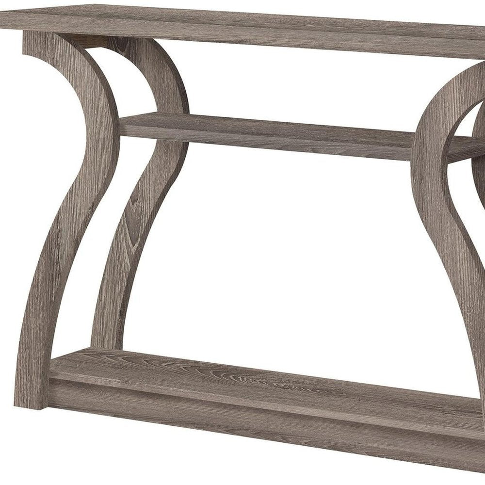 47" Taupe Floor Shelf Console Table With Storage