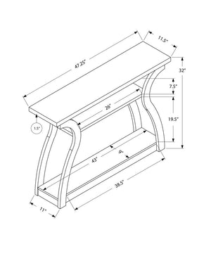 47" Taupe Floor Shelf Console Table With Storage