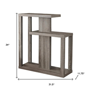 32" Taupe Free form Floor Shelf Console Table With Storage