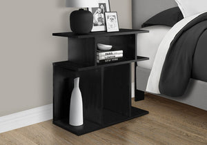 24" Black Wood End Table With Six Open Shelves