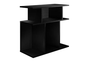 24" Black Wood End Table With Six Open Shelves