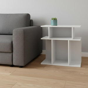 24" White Wood End Table With Six Open Shelves