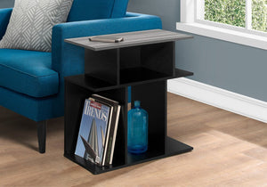24" Gray and Black Wood Floor Shelf End Table With 6