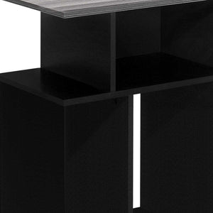 24" Gray and Black Wood Floor Shelf End Table With 6