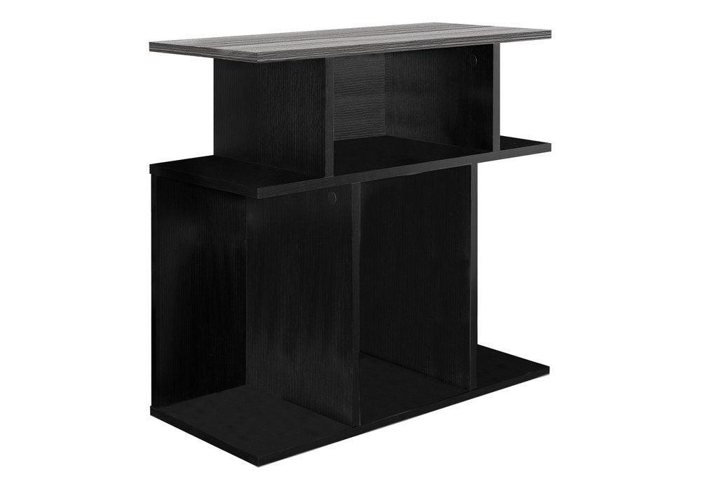 24" Gray and Black Wood Floor Shelf End Table With 6