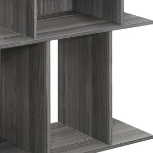 24" Dark Gray Wood End Table With Six Open Shelves