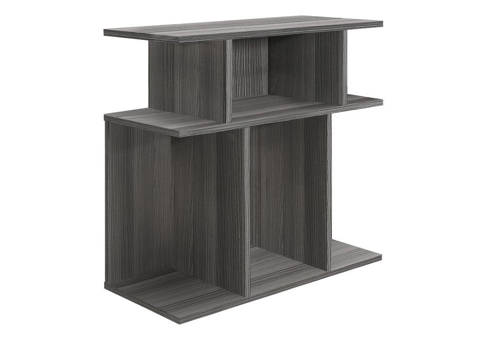 24" Dark Gray Wood End Table With Six Open Shelves