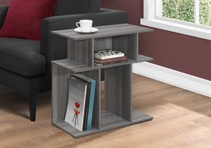 24" Dark Gray Wood End Table With Six Open Shelves
