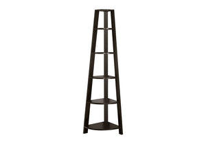 71" White Wood Five Tier Corner Bookcase