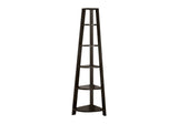 71" Gray Wood Five Tier Corner Bookcase