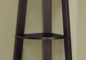 71" White Wood Five Tier Corner Bookcase