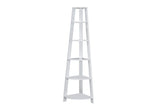 71" Gray Wood Five Tier Corner Bookcase