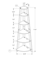 71" Gray Wood Five Tier Corner Bookcase
