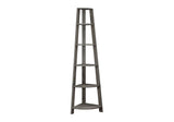 71" Gray Wood Five Tier Corner Bookcase