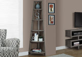 71" Gray Wood Five Tier Corner Bookcase