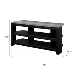 42" Black and Gray Open Shelving TV Stand