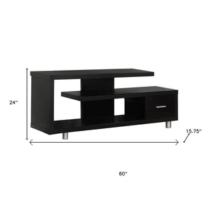 60" Dark Brown Cabinet Enclosed Storage TV Stand