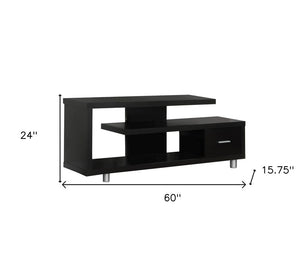 16" Black and Gray Open Shelving TV Stand