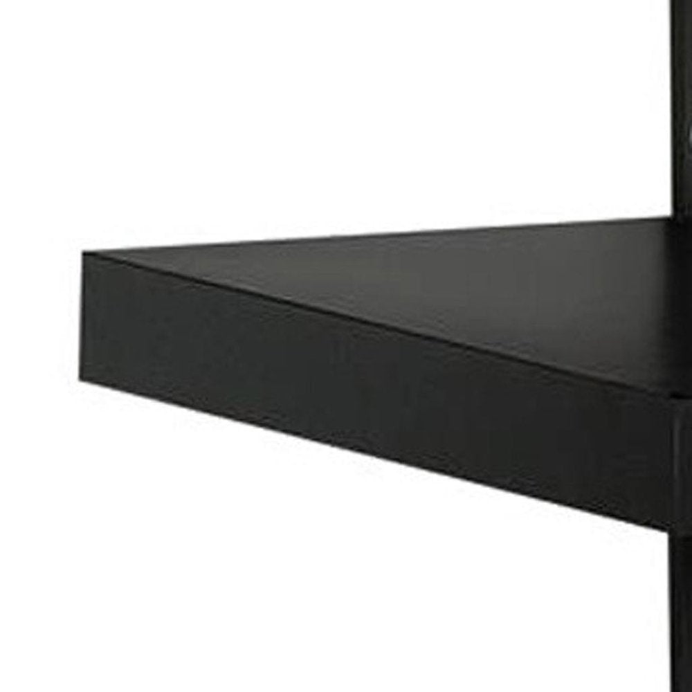 16" Black and Gray Open Shelving TV Stand