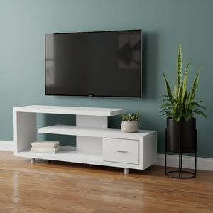 60" White Open Shelving TV Stand