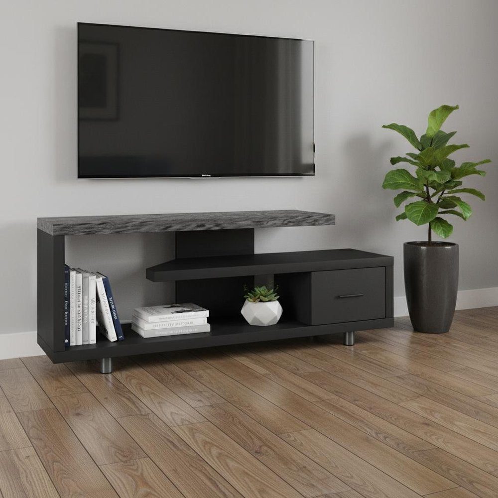 60" White Open Shelving TV Stand