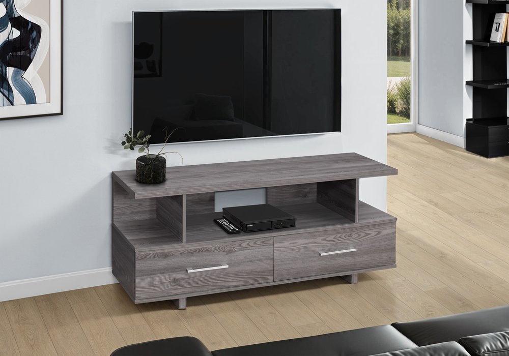 48" Gray Open Shelving Entertainment Center