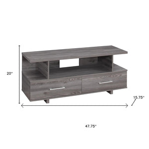 48" Gray Open Shelving Entertainment Center
