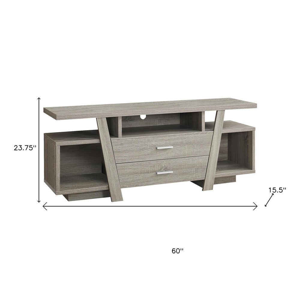 60" Deep Taupe Open Shelving TV Stand