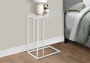 18.25" X 10.25" X 24" White Metal Tempered Glass Accent Table