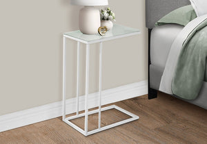 18.25" X 10.25" X 24" White Metal Tempered Glass Accent Table