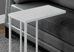 18.25" X 10.25" X 24" White Metal Tempered Glass Accent Table