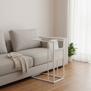 White Modern Metal And Glass Tv Table