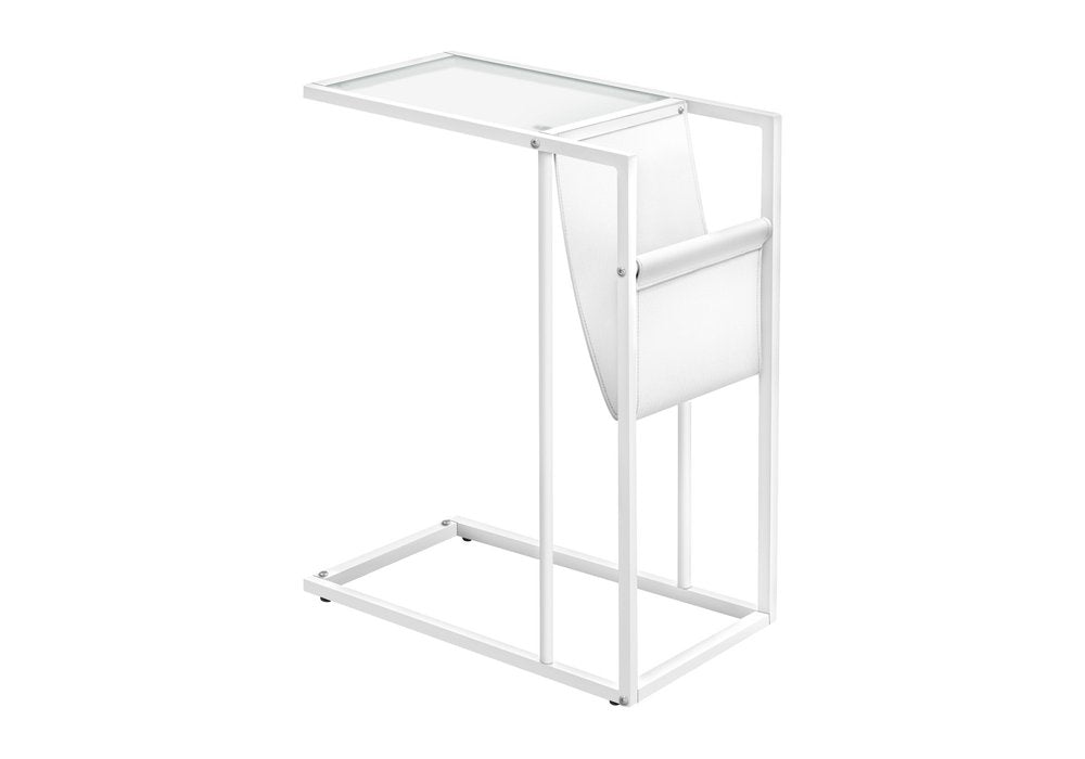 White Modern Metal And Glass Tv Table