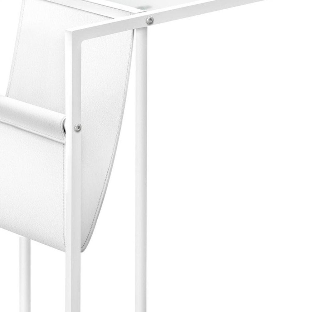 White Modern Metal And Glass Tv Table
