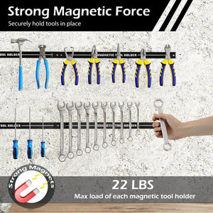 18 Inch Magnetic Tool Holder Strip with Mounting Screws-Black