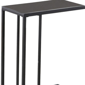 18.25" X 10.25" X 24" Black Metal Tempered Glass Accent Table