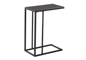 18.25" X 10.25" X 24" Black Metal Tempered Glass Accent Table
