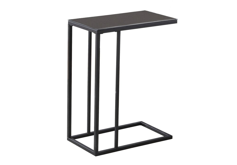 18.25" X 10.25" X 24" Black Metal Tempered Glass Accent Table