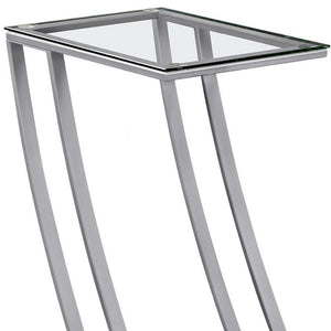 15.75" X 12" X 24" Silver Clear Metal Tempered Glass Accent Table