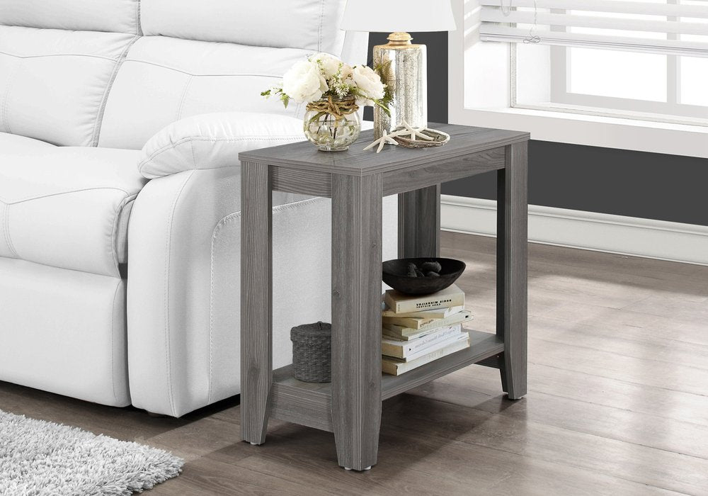 22" Gray Wood End Table With Shelf