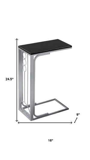 16" X 9" X 24.5" Blacksilver Mdf And Metal Accent Table